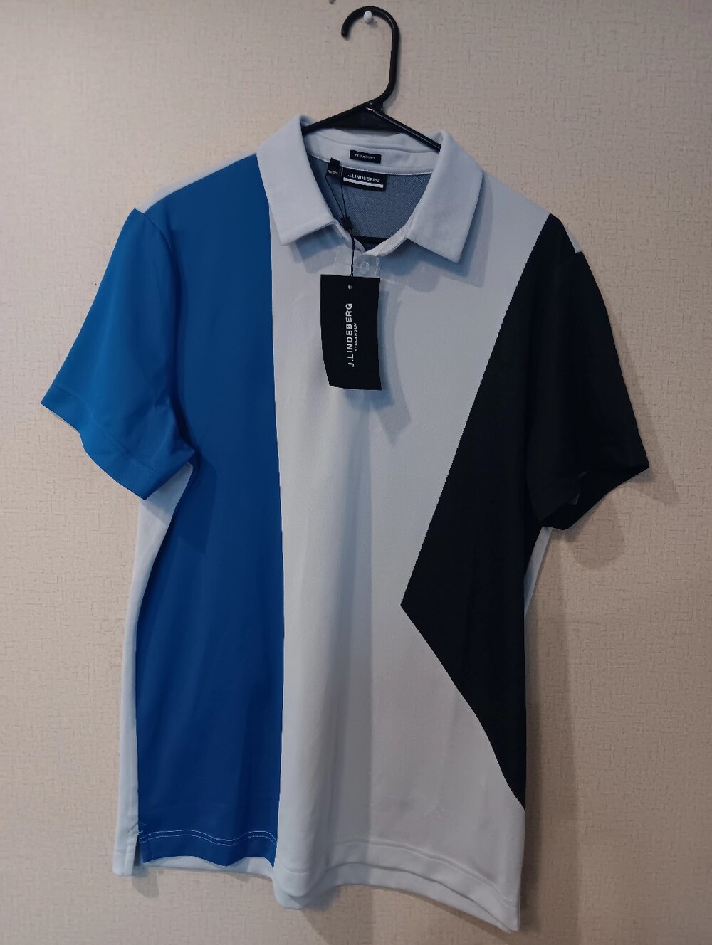 J.Lindeberg Men’s Colorblock Polo - Blue/Light Gray/Black Sz L New - Picture 1 of 4